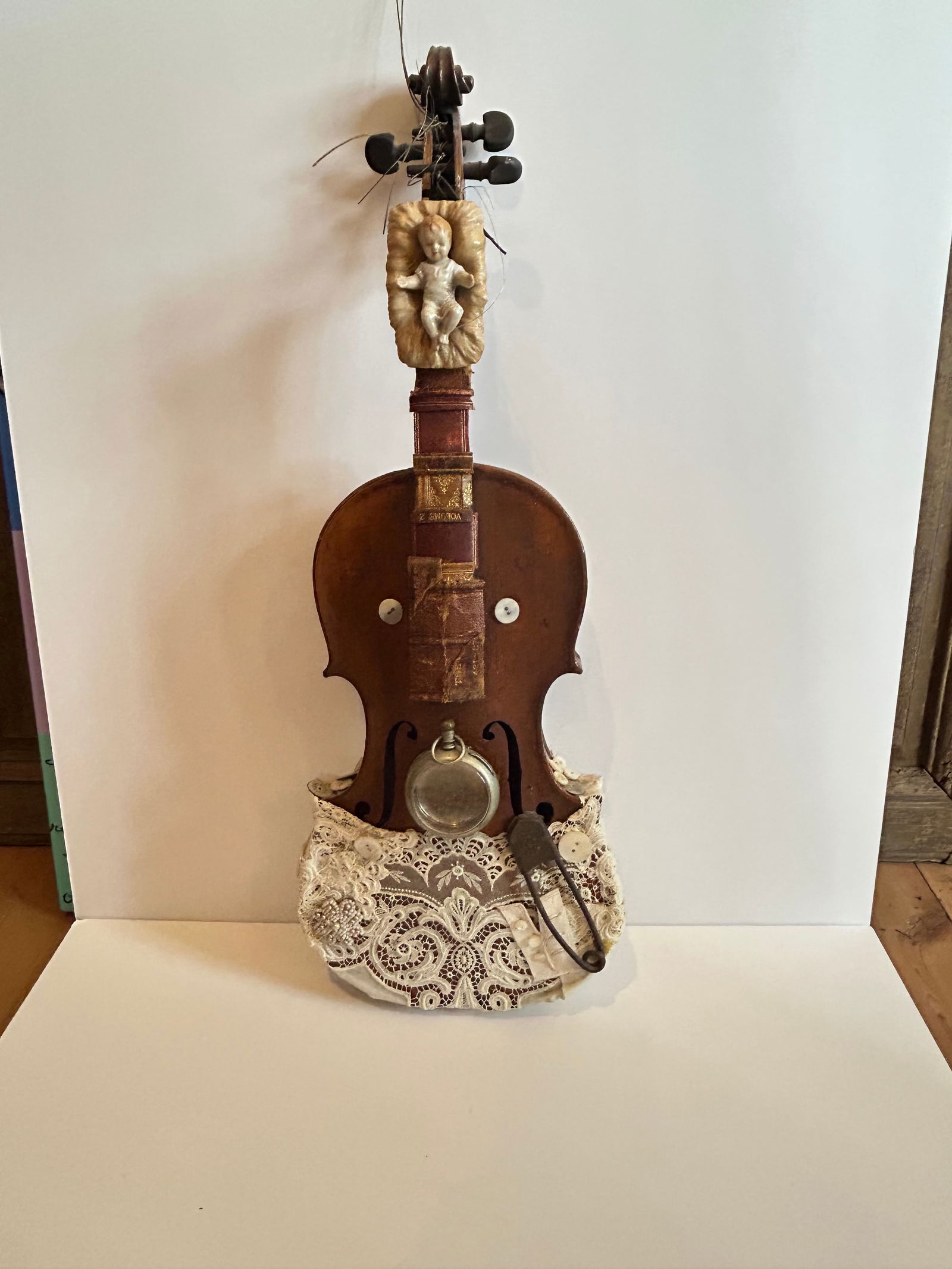 Mixed Media Violin Wall Sculpture Titled Baby - 4