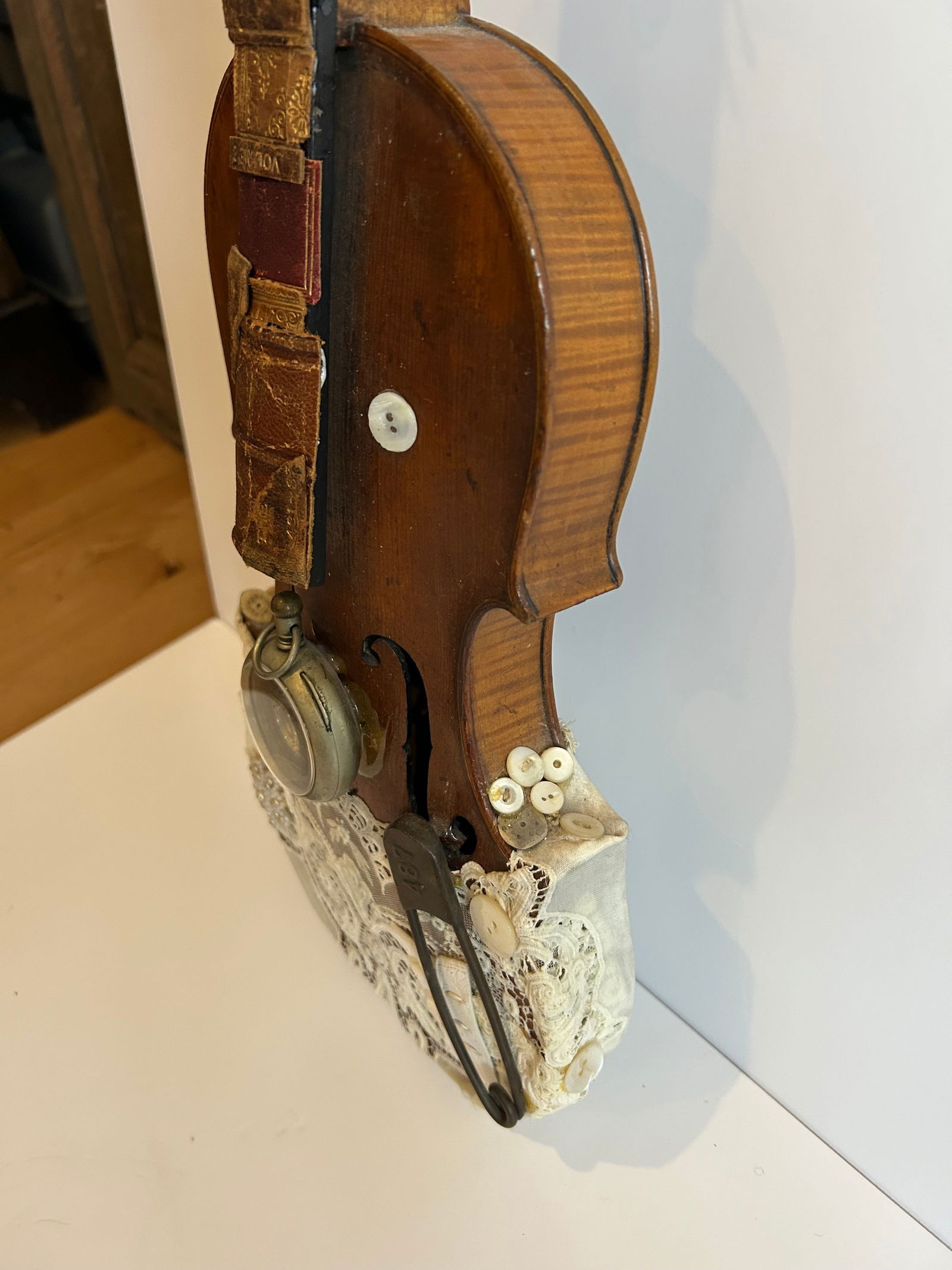 Mixed Media Violin Wall Sculpture Titled Baby - 6
