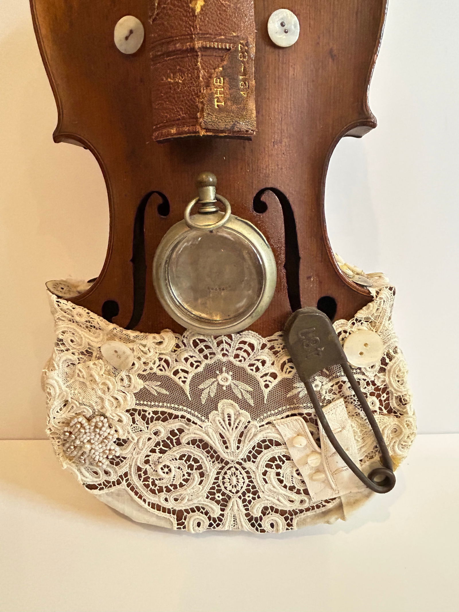 Mixed Media Violin Wall Sculpture Titled Baby - 7