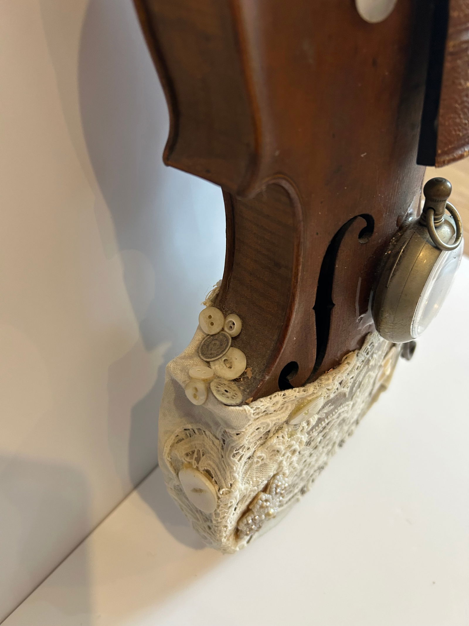 Mixed Media Violin Wall Sculpture Titled Baby - 8