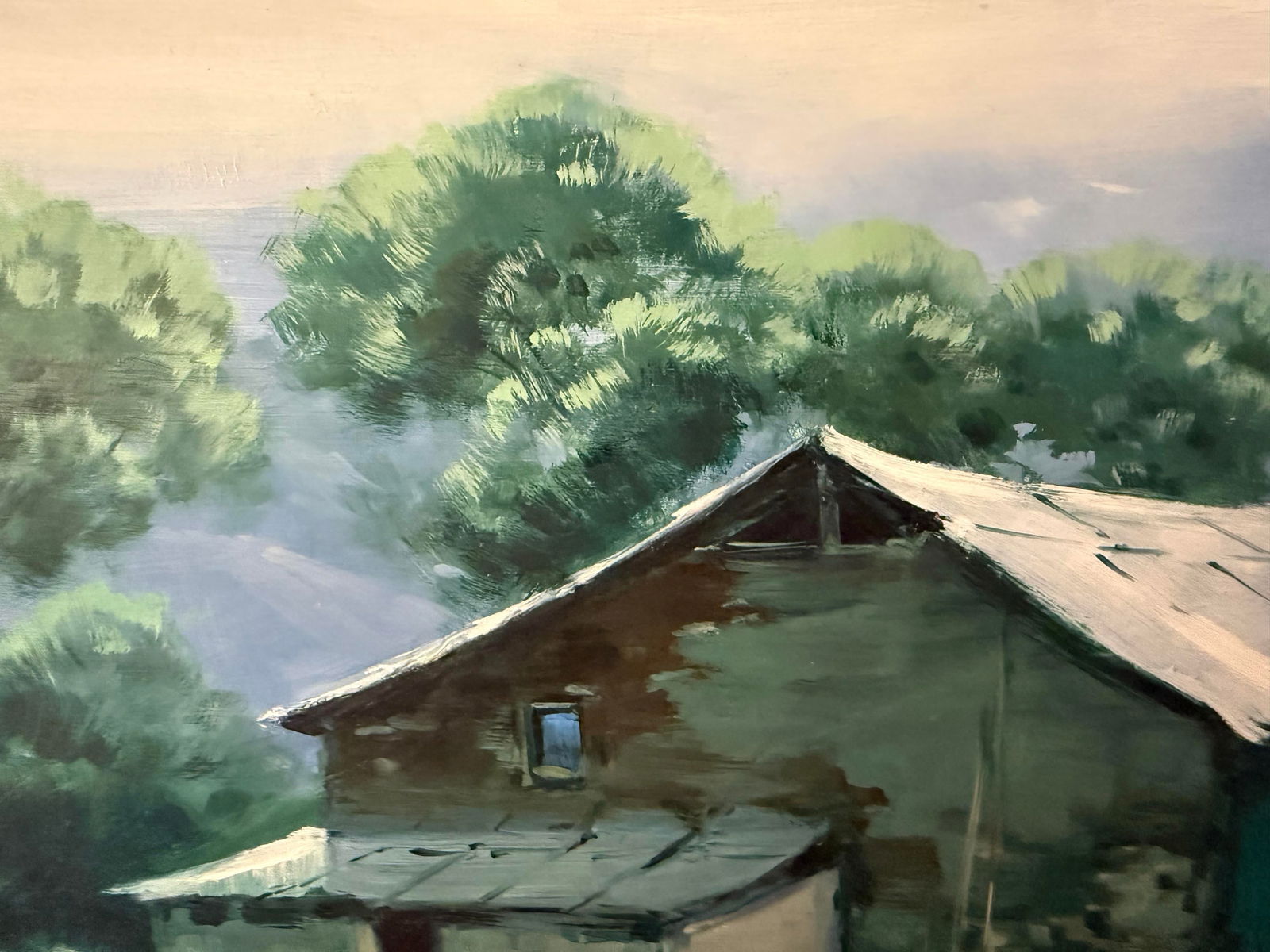 Mid 20th Century Miguel Renom De Garate Oil Landscape in Carved Gilt Frame - 3