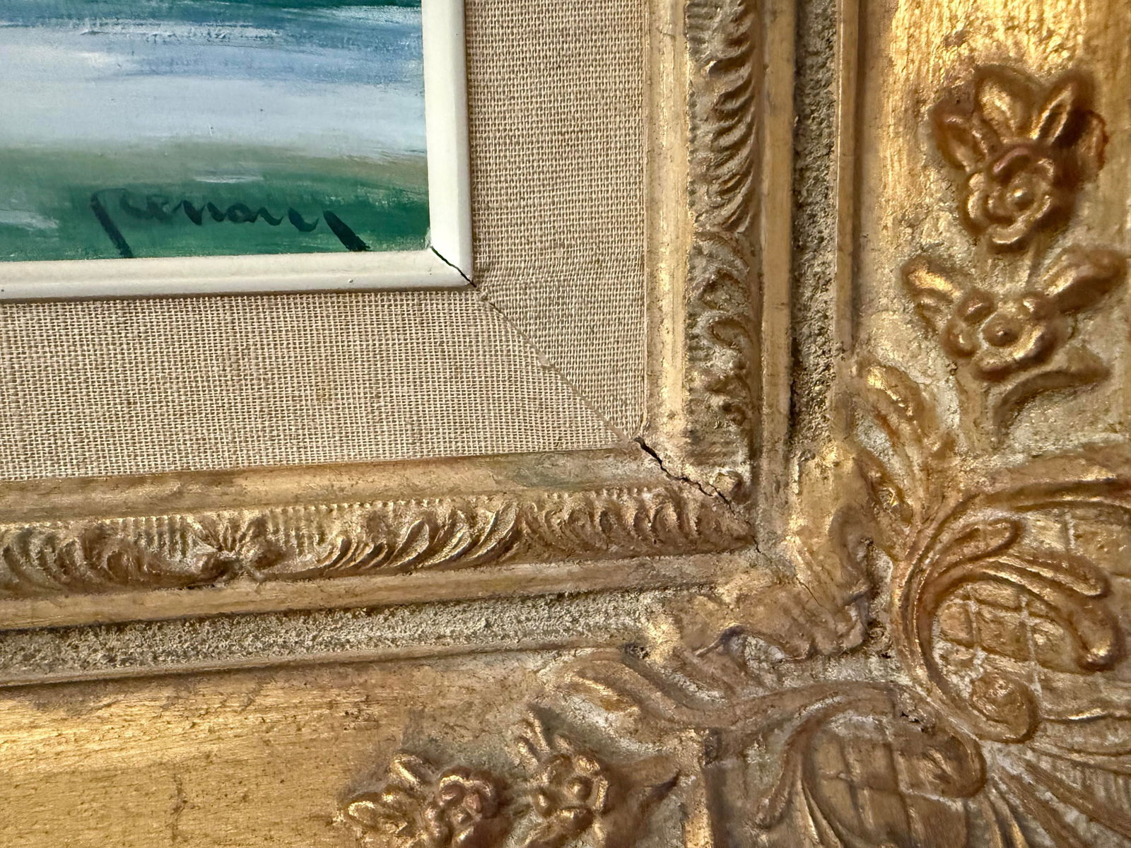 Mid 20th Century Miguel Renom De Garate Oil Landscape in Carved Gilt Frame - 6