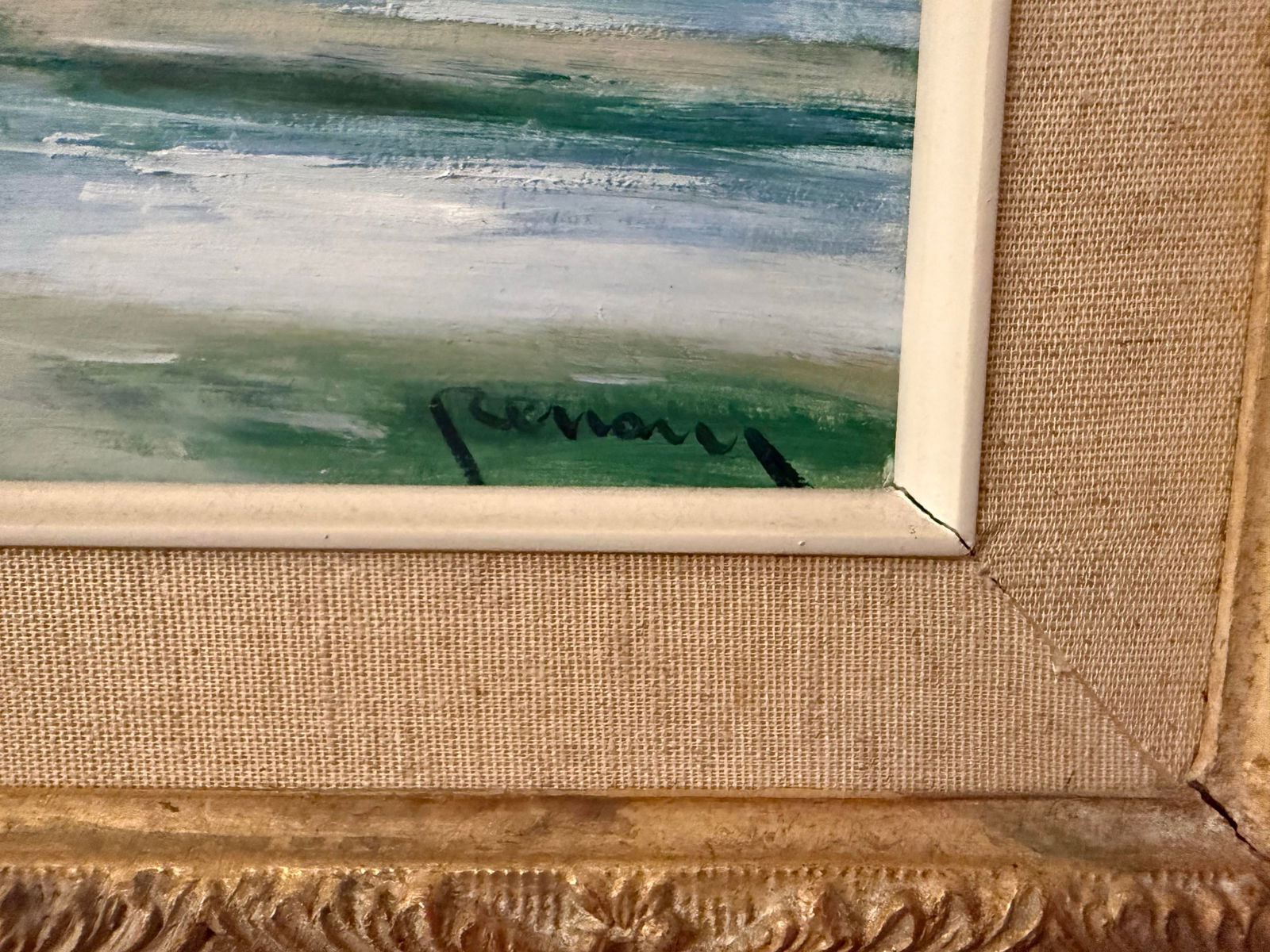 Mid 20th Century Miguel Renom De Garate Oil Landscape in Carved Gilt Frame - 8