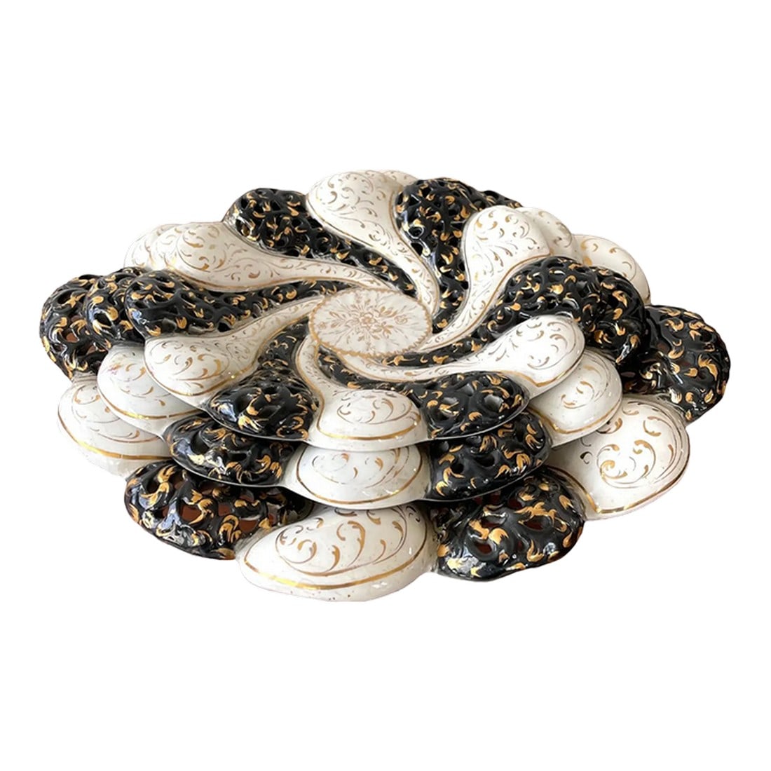 Vintage Mid-Century Italian Ceramic Decorative Bowls With 22 Karat Gold Detail - Set of 3: Mid-century set of ceramic bowls, beautifully detailed in 22k gold. Marked. Large: Medium: Small: Condition: Alterations: Original Condition Unaltered Imperfections: Some Imperfections