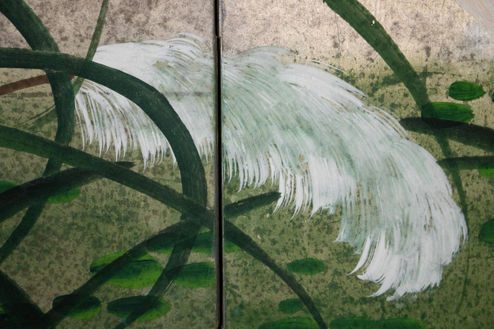C. 1970s Japanese Style Screen "Egrets" on Silver Background - 14
