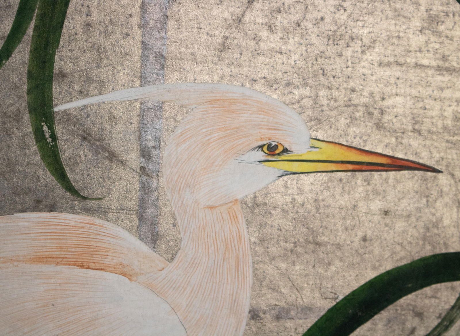 C. 1970s Japanese Style Screen "Egrets" on Silver Background - 3