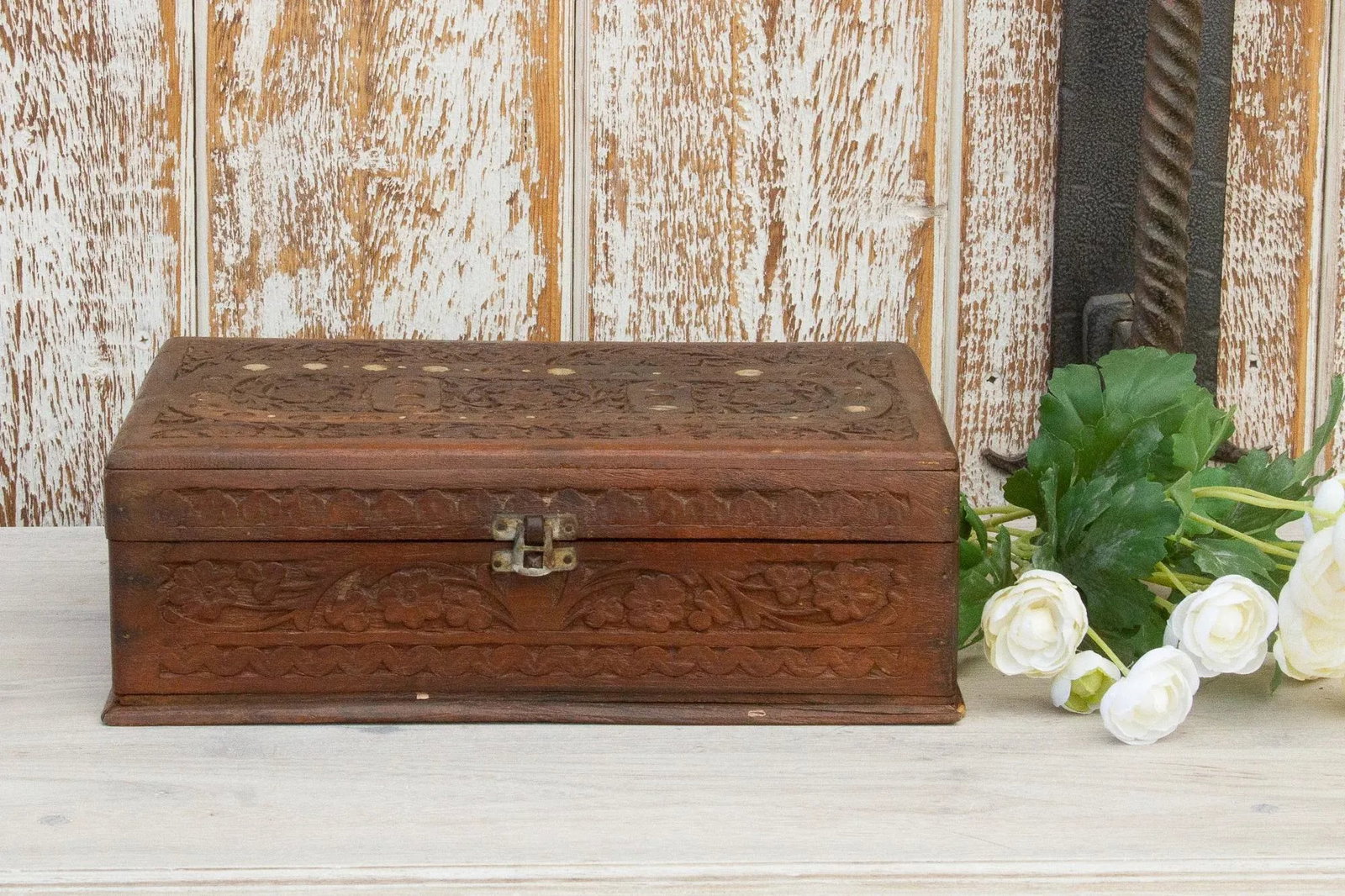 Antique Anglo Indian Carved Jewelry Box - 2