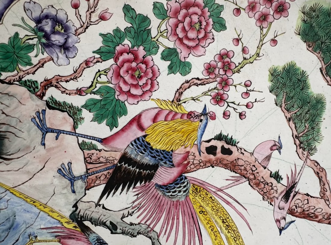 Very Rare Famille Verte Enamel on Copper Decorative Serving Platter, 19th Century China - Marked - 3