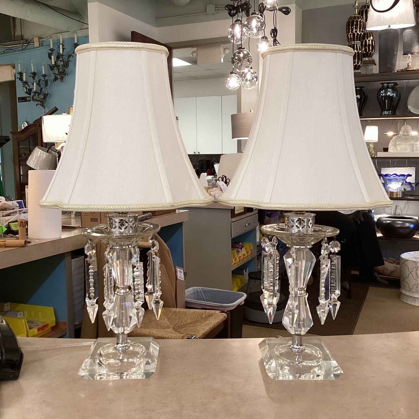 Pair of Vintage Crystal Prism Table Lamps – Fully Rewired - 5