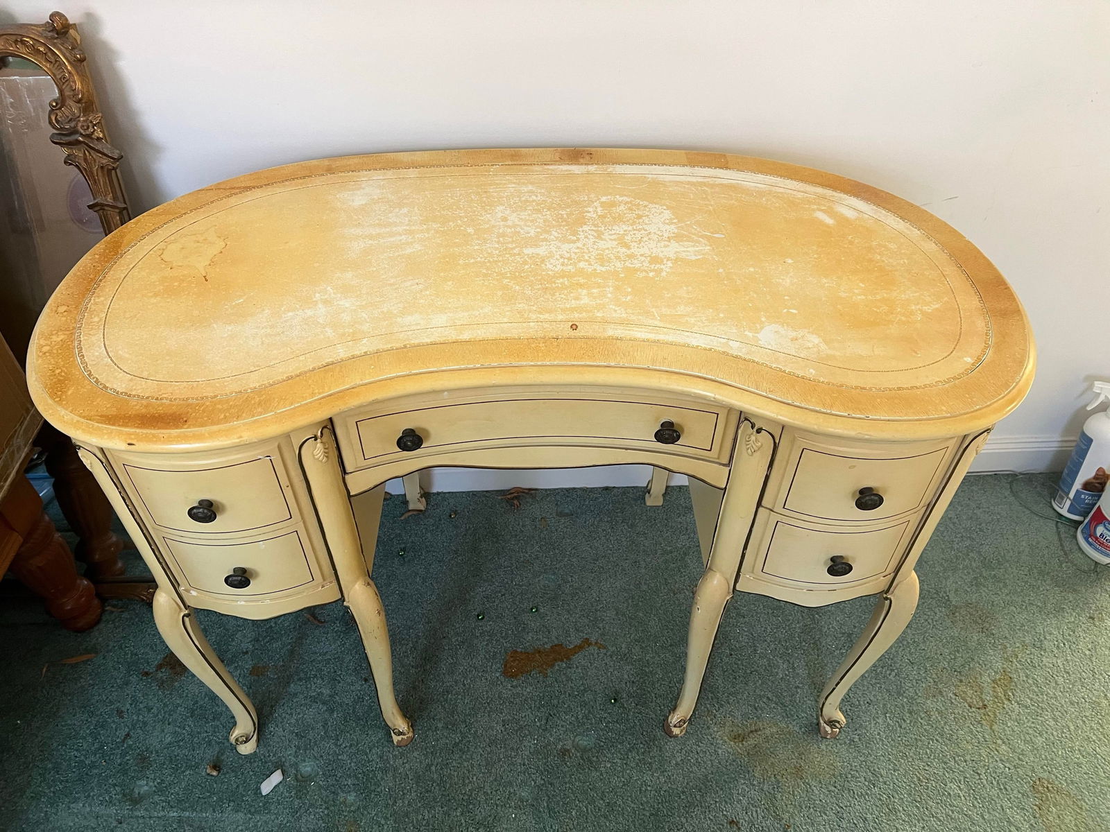 Antique French Louis XVI Style Kidney Shaped Vanity or Writing Desk - 2