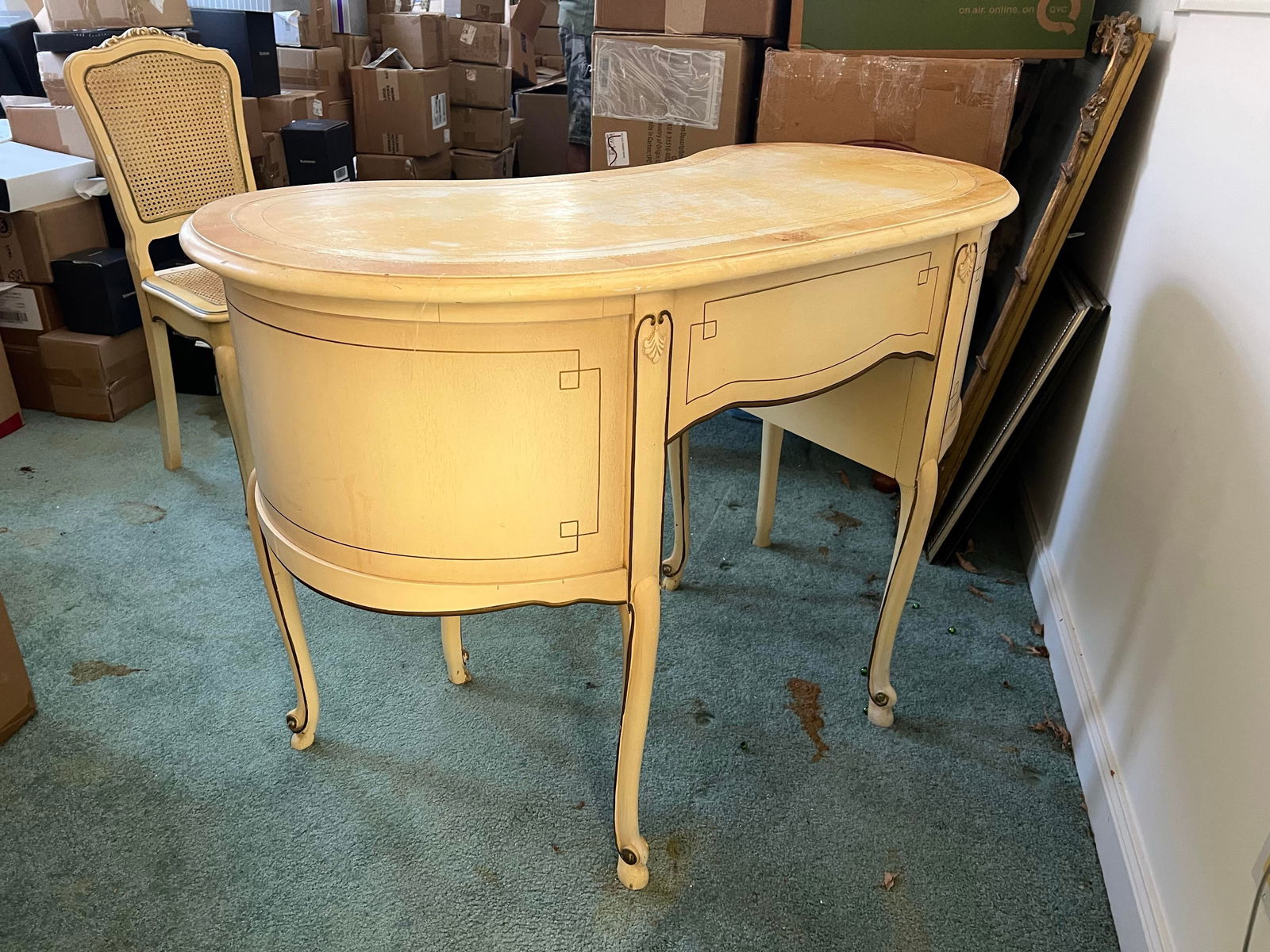 Antique French Louis XVI Style Kidney Shaped Vanity or Writing Desk - 3