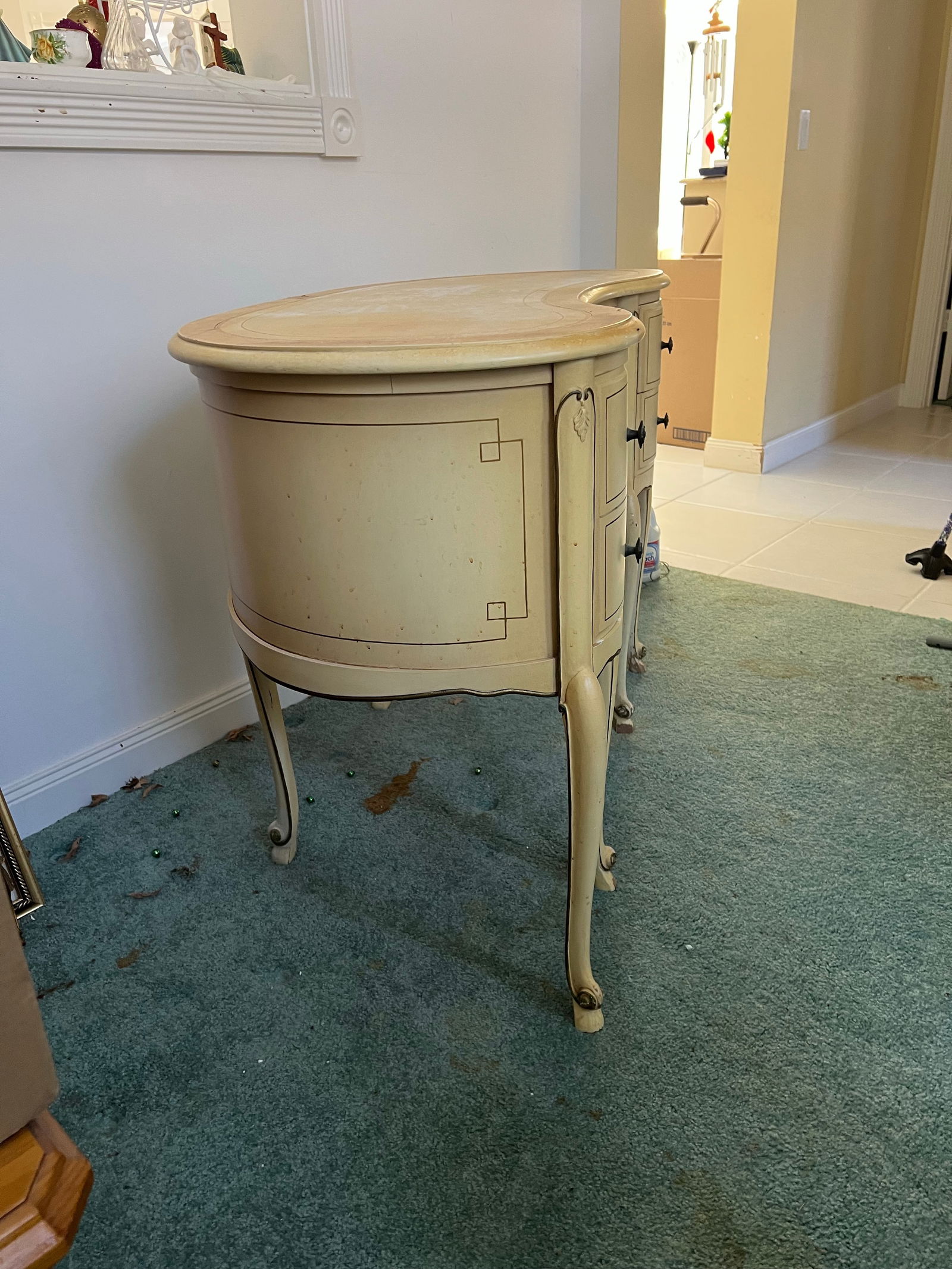 Antique French Louis XVI Style Kidney Shaped Vanity or Writing Desk - 5