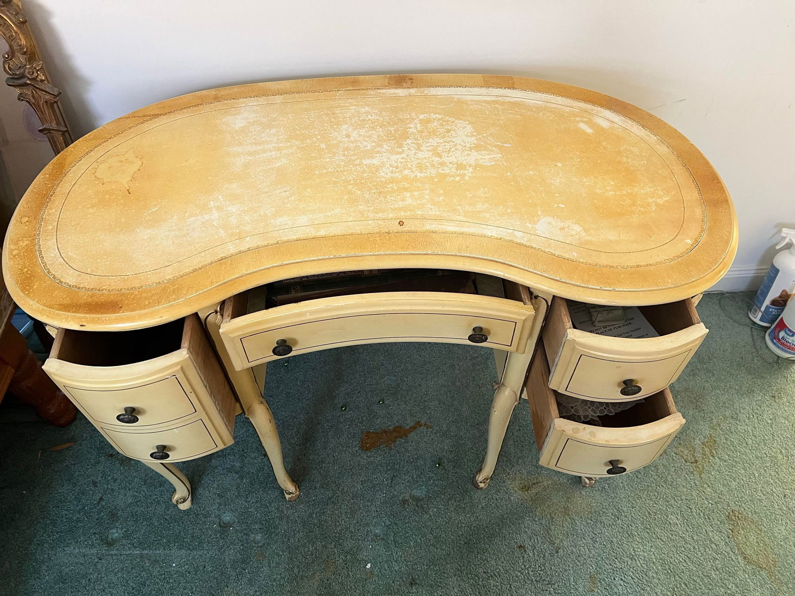 Antique French Louis XVI Style Kidney Shaped Vanity or Writing Desk - 6