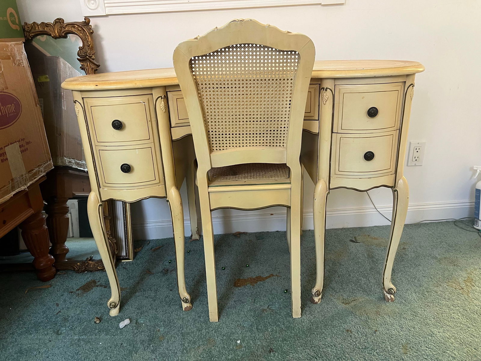 Antique French Louis XVI Style Kidney Shaped Vanity or Writing Desk - 7