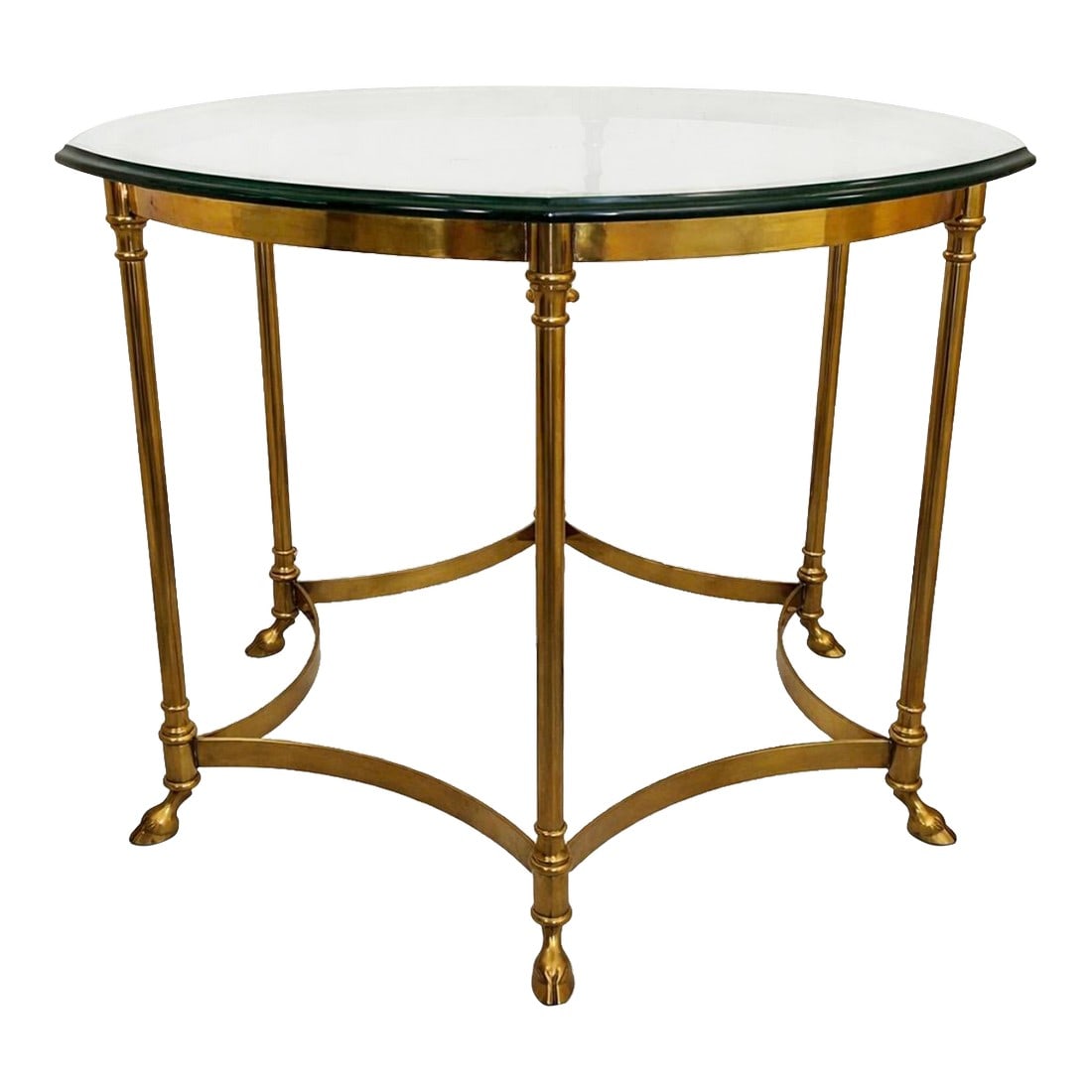 Labarge Side Table Brass Glass Hoof Footed Hexagonal (1 of 6)