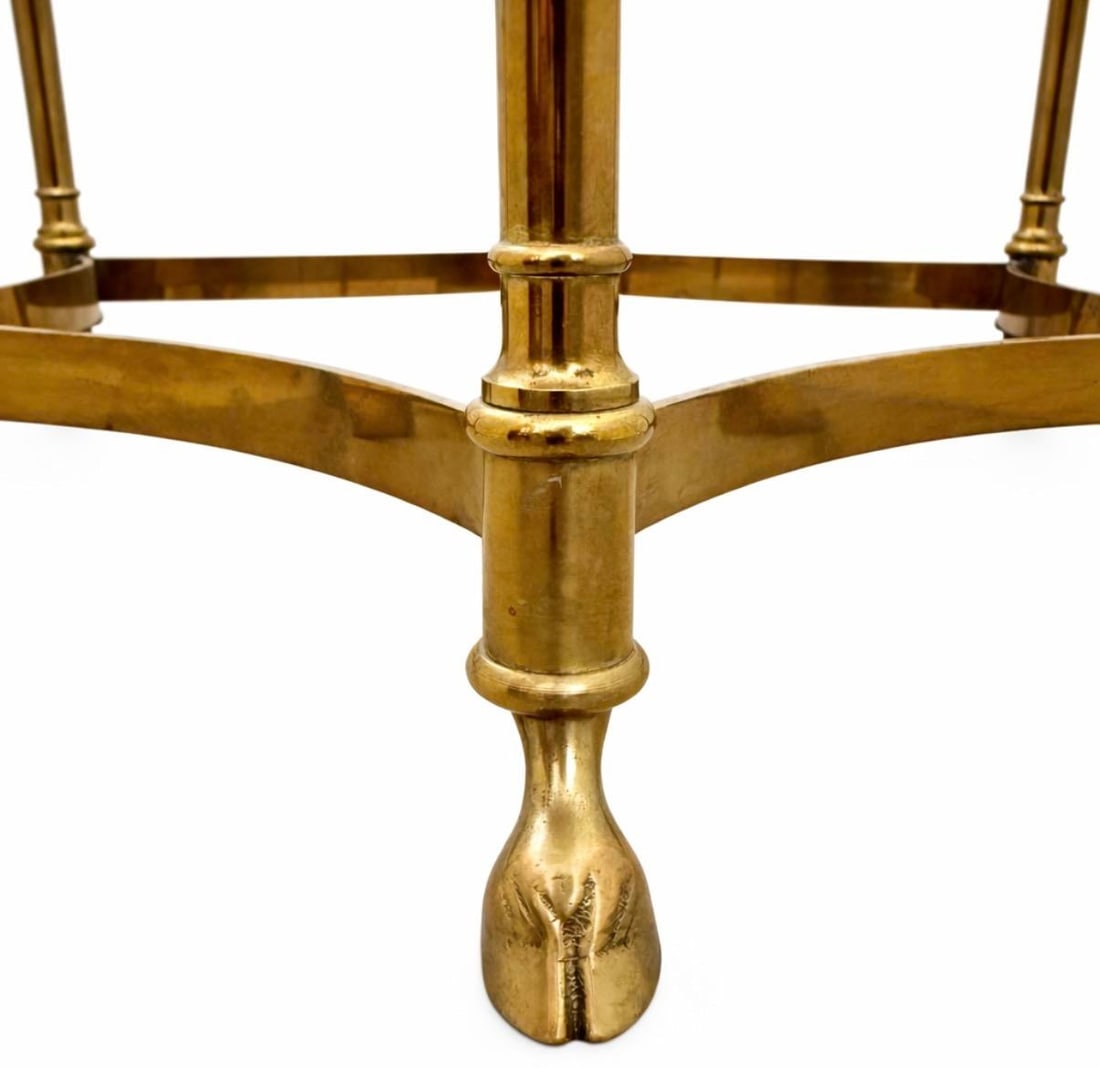 Labarge Side Table Brass Glass Hoof Footed Hexagonal - 4