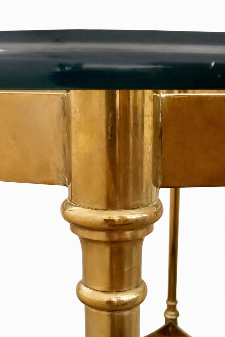 Labarge Side Table Brass Glass Hoof Footed Hexagonal - 5