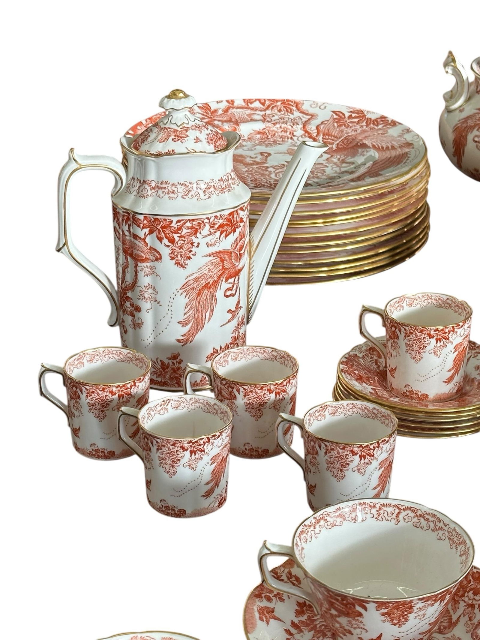 Late 20th Century Royal Crown Derby "Red Aves" Extensive Dinner & Tea Service "” 64 Pieces - 5