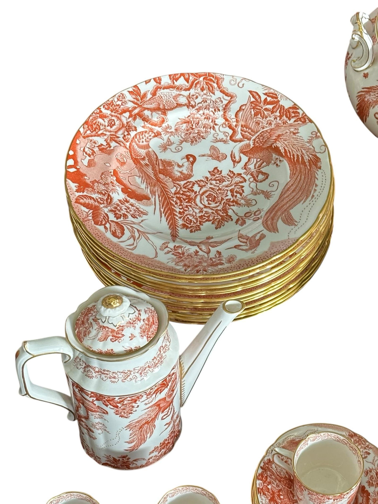 Late 20th Century Royal Crown Derby "Red Aves" Extensive Dinner & Tea Service "” 64 Pieces - 6