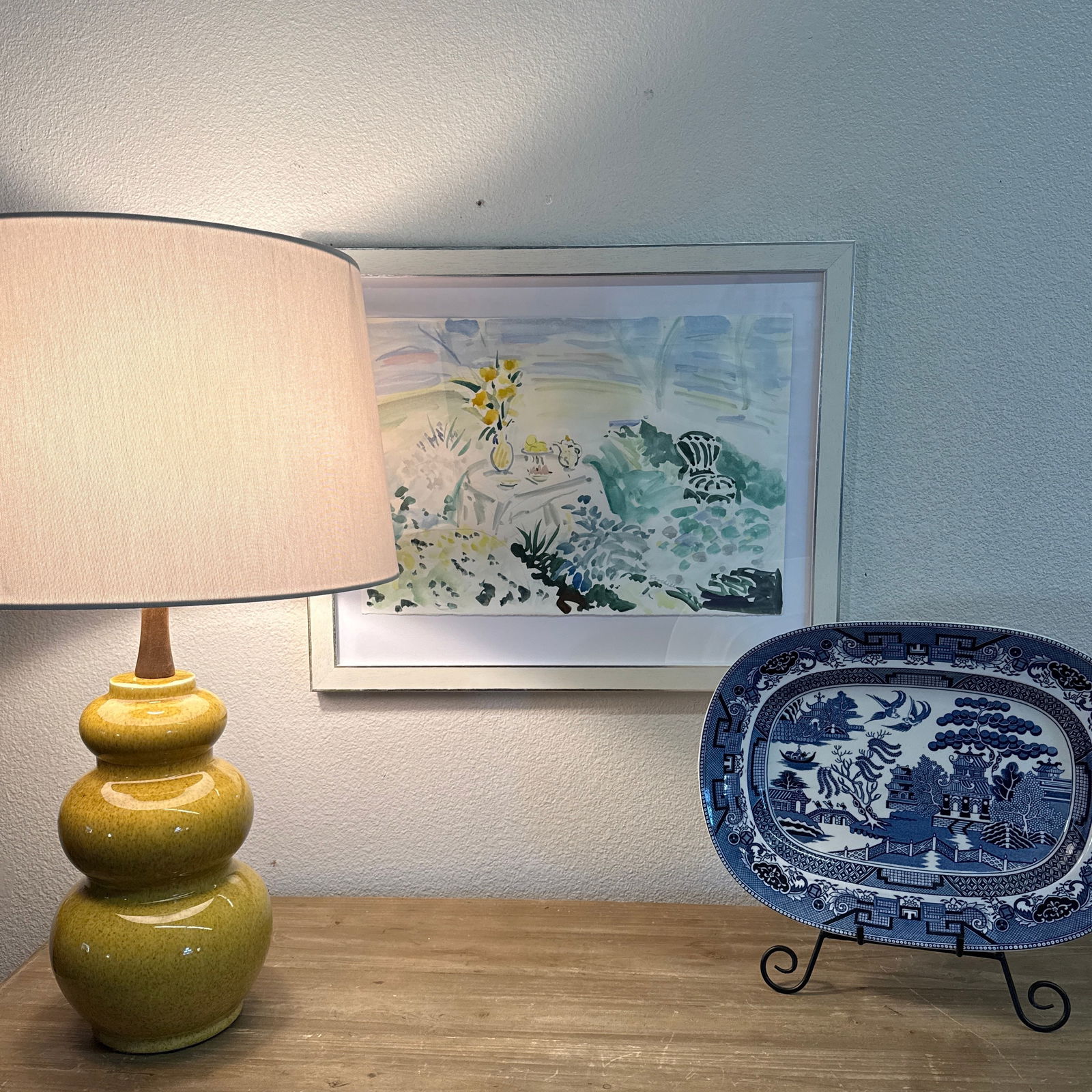 Afternoon Tea, by Acclaimed Beverly Erschell Original Water Color Piece Garden Scene - 6