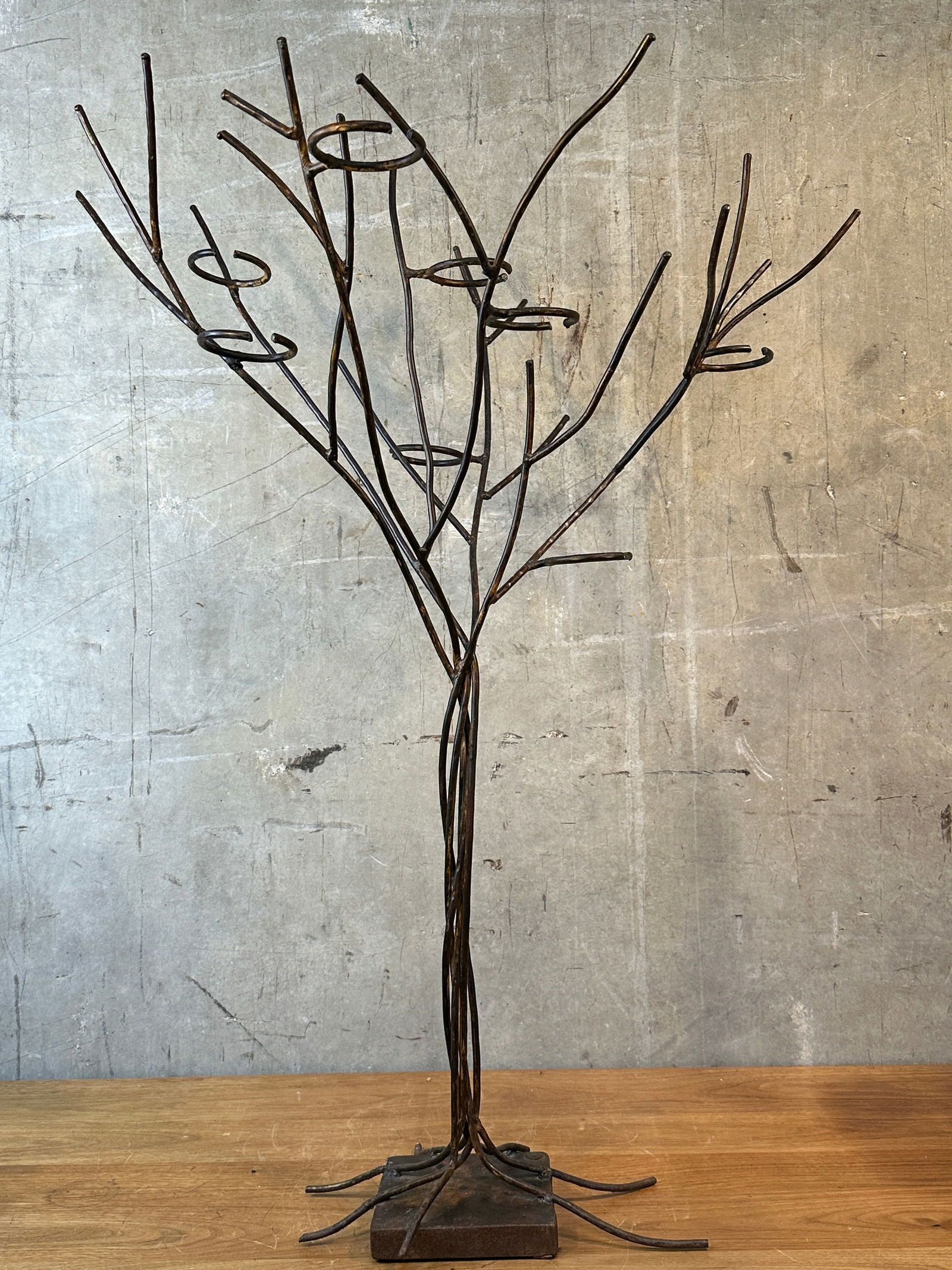 1990s Jan Barboglio Forged Iron Tree Floor Candelabra 7-Light Candle Holder Signed 47" - 3