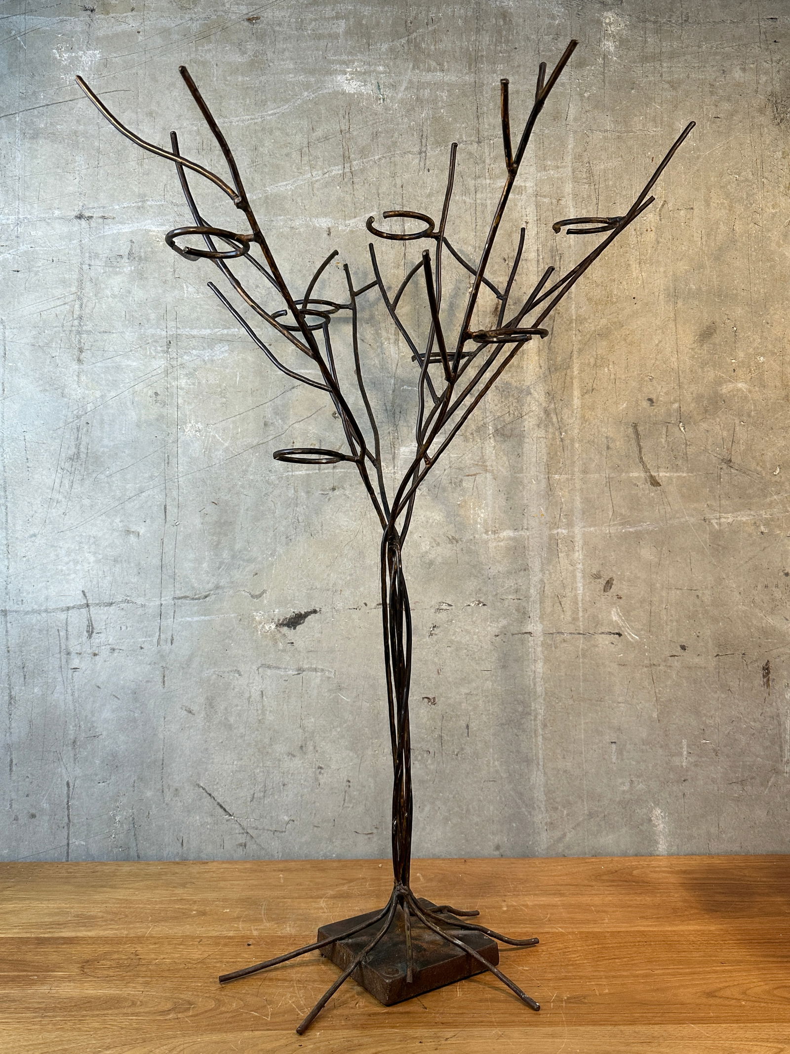 1990s Jan Barboglio Forged Iron Tree Floor Candelabra 7-Light Candle Holder Signed 47" - 8