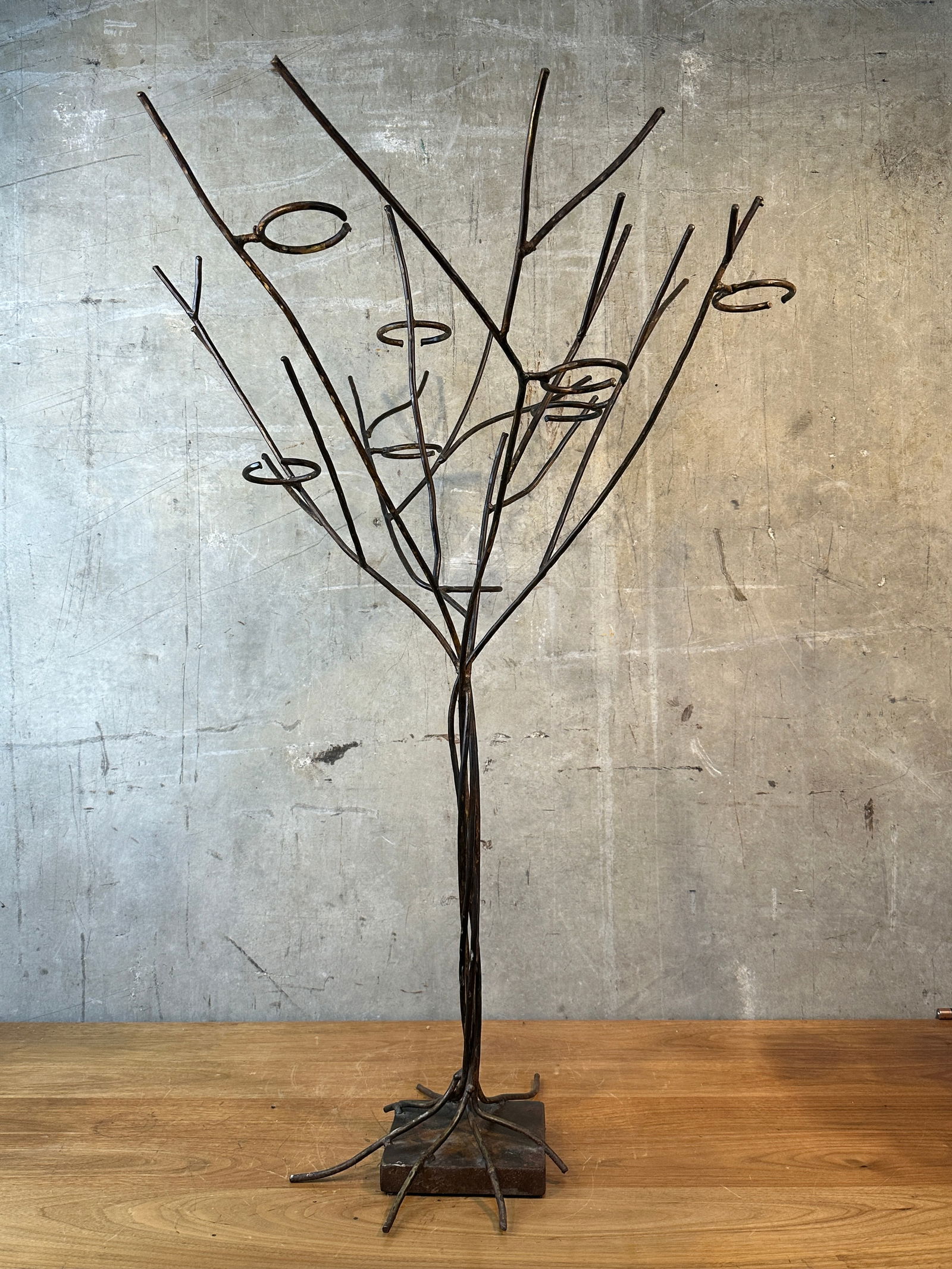 1990s Jan Barboglio Forged Iron Tree Floor Candelabra 7-Light Candle Holder Signed 47" - 9