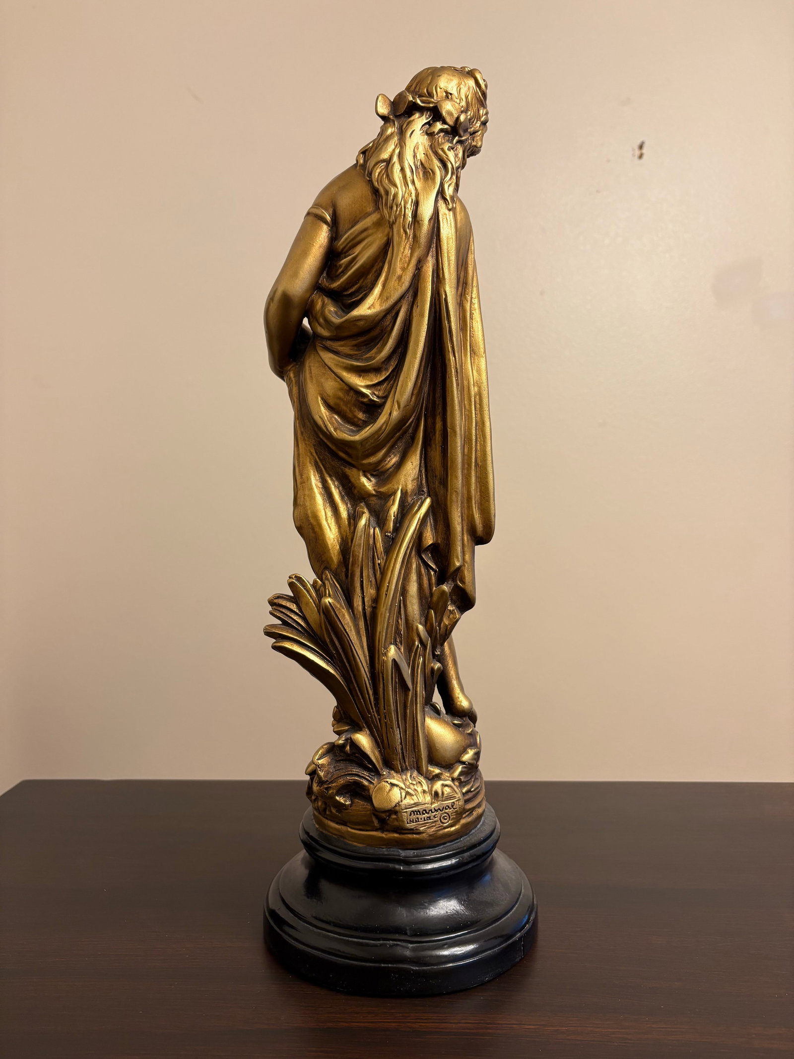 Vintage Pair Gold Signed Norwal Chalkware Grecian Lady Sculptures - 10