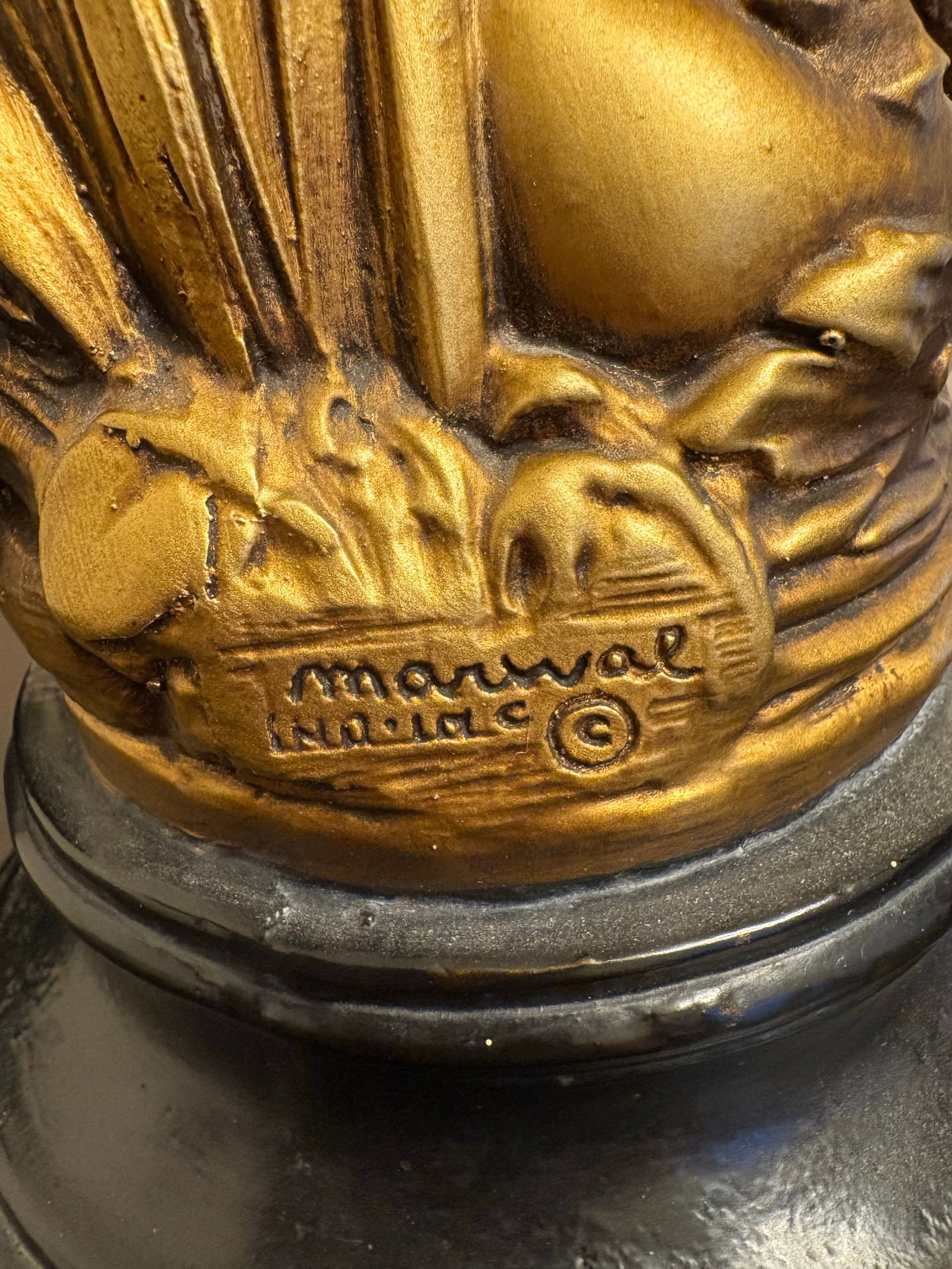 Vintage Pair Gold Signed Norwal Chalkware Grecian Lady Sculptures - 2