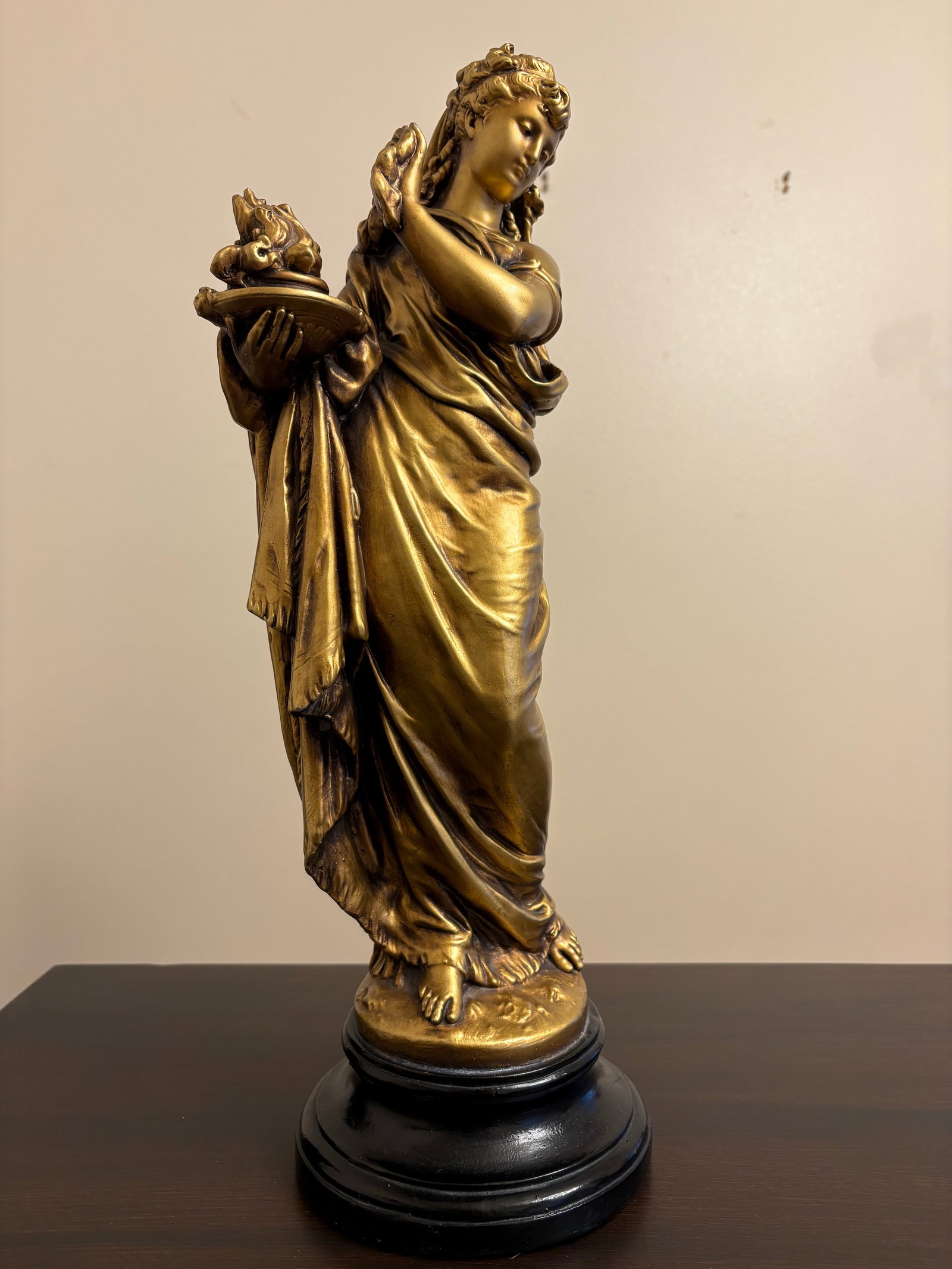 Vintage Pair Gold Signed Norwal Chalkware Grecian Lady Sculptures - 9