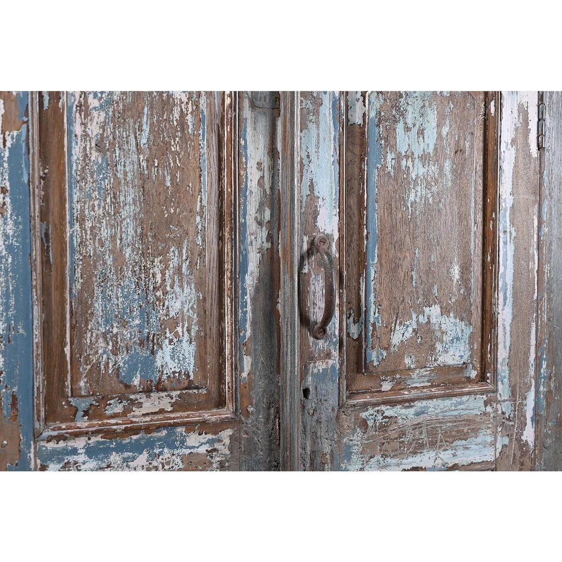 Vintage Distressed Blue Teak Wood 59 in. Tall Door Repurposed Wall Decor - 3