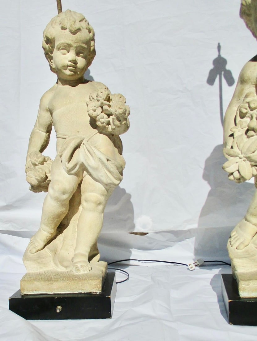 Allegorical Seasons Figural Sculpture Table Lamps - A Pair of 2 - 6