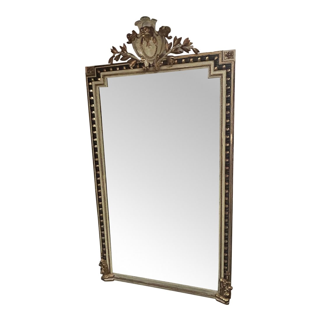 Monumental Carved French Napoleon III Painted Gilded Wood Mirror (1 of 10)