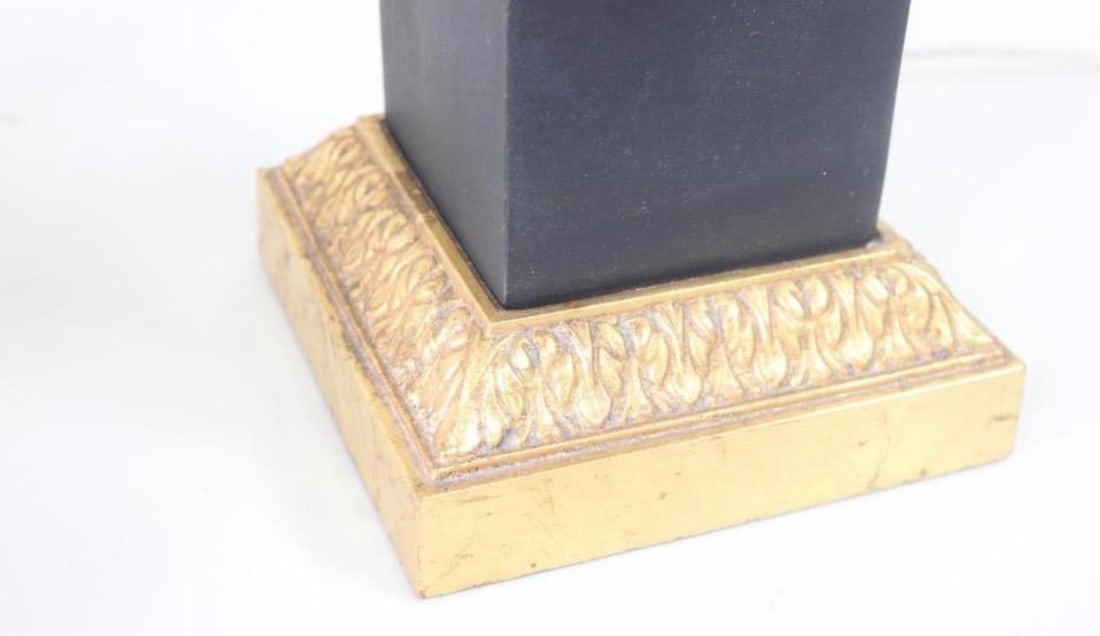 1950s Foliate Italian Tole Hollywood Regency Gold Gilt and Black Pair of Lamps With Crystals - a Pai - 5