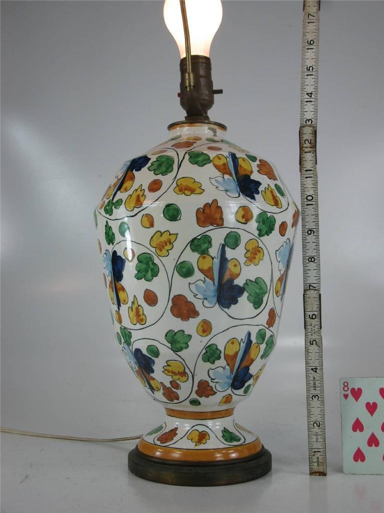 1900 Large Table Lamp Art Deco Italy Capodimonte Hand Thrown & Painted Porcelain - 3