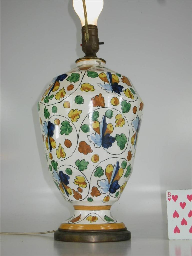 1900 Large Table Lamp Art Deco Italy Capodimonte Hand Thrown & Painted Porcelain - 7