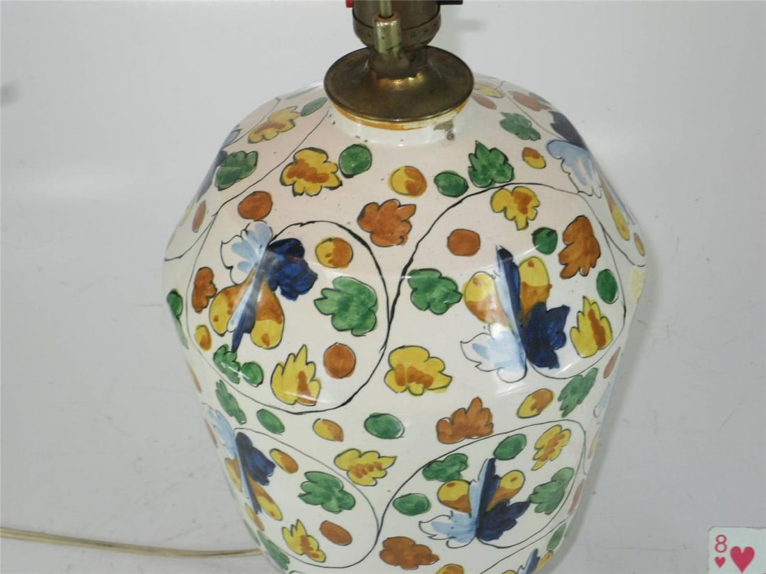 1900 Large Table Lamp Art Deco Italy Capodimonte Hand Thrown & Painted Porcelain - 8