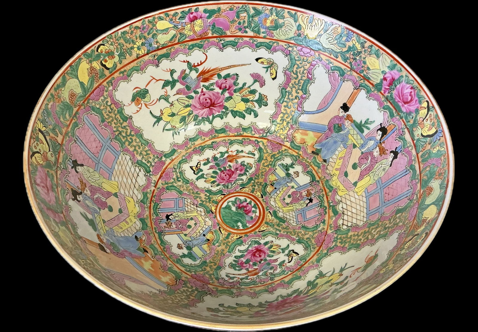 19th Century Large Chinese Famille Rose Medallion Porcelain Punch Bowl - 6