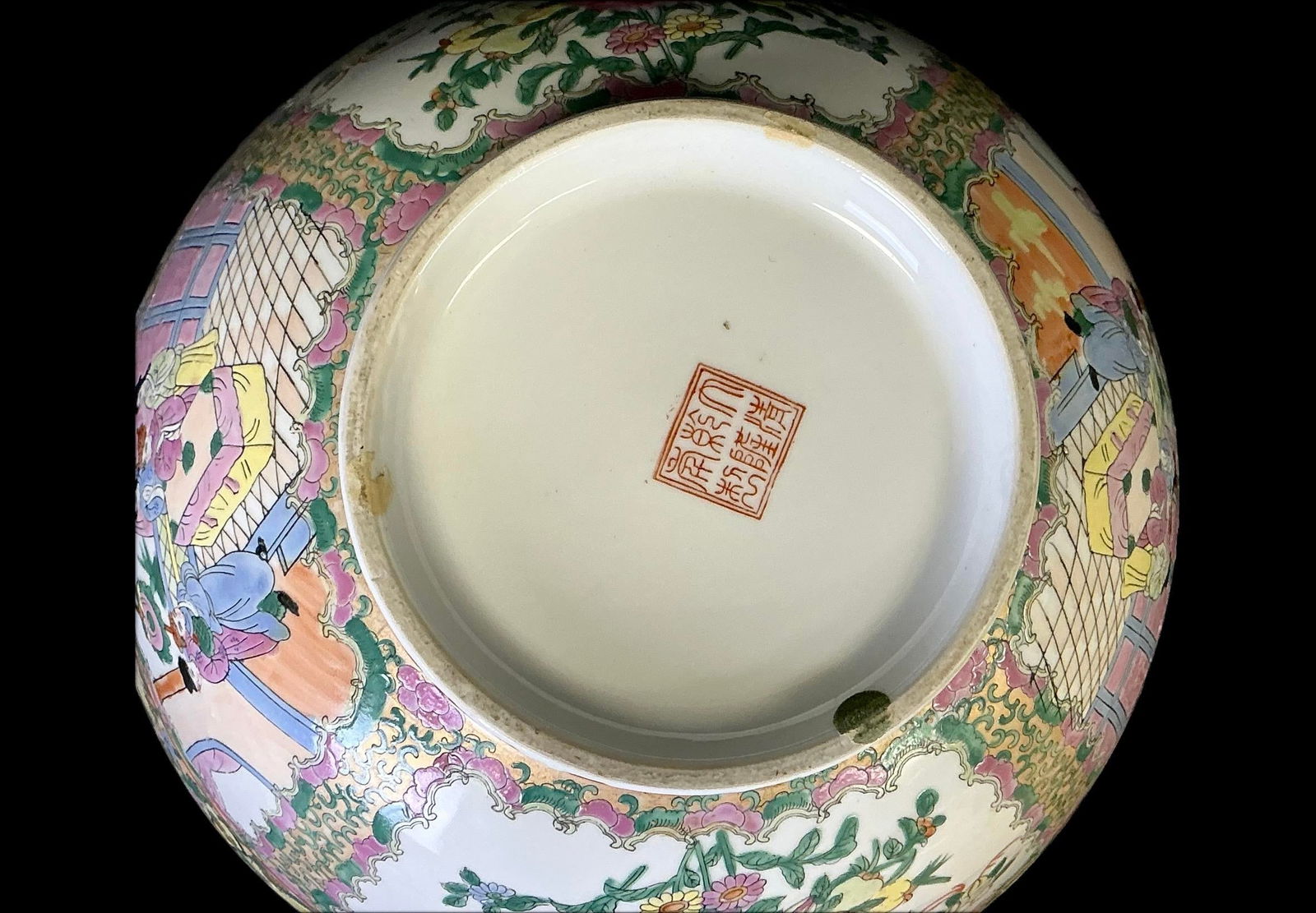 19th Century Large Chinese Famille Rose Medallion Porcelain Punch Bowl - 8