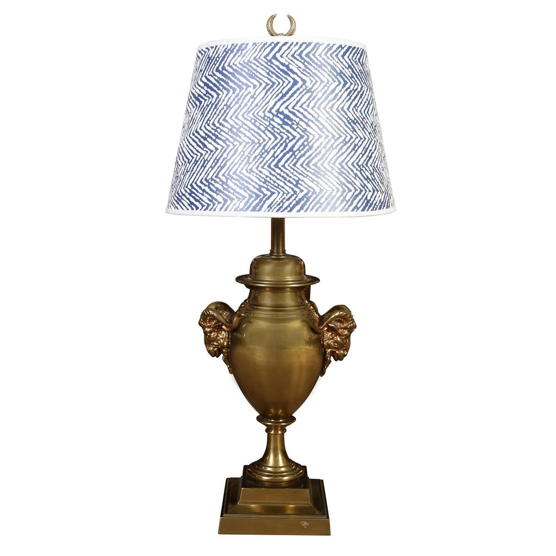 Pair of Vintage Brass Rams Head Handle Table Lamps - 2