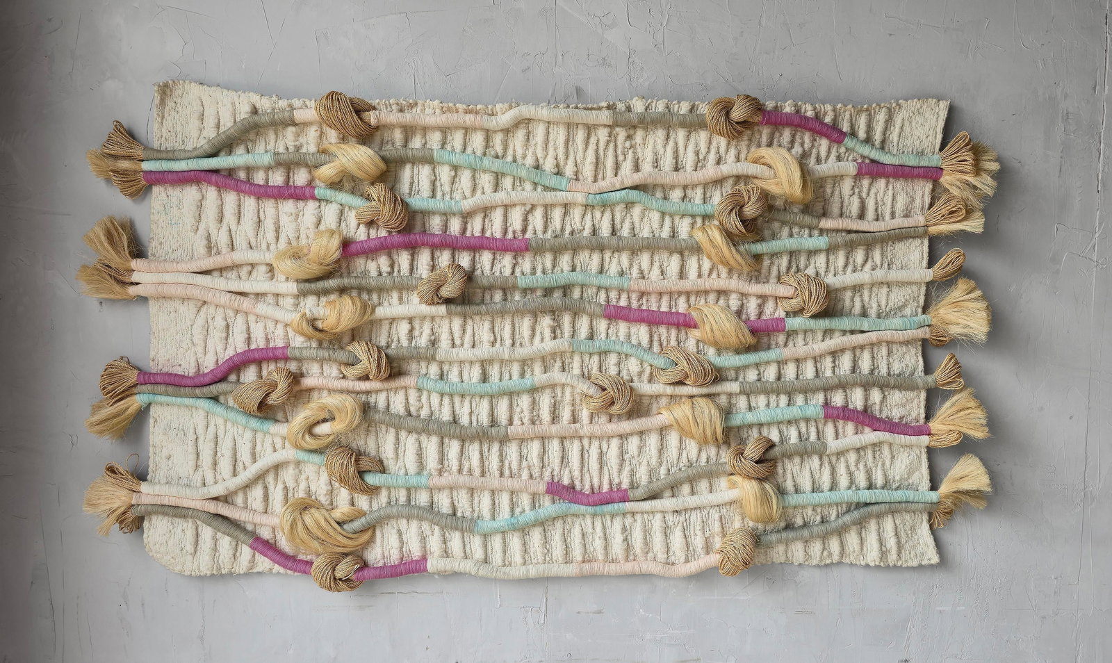 Massive 6ft 1980s Woven Fiber Art Wall Hanging - 2