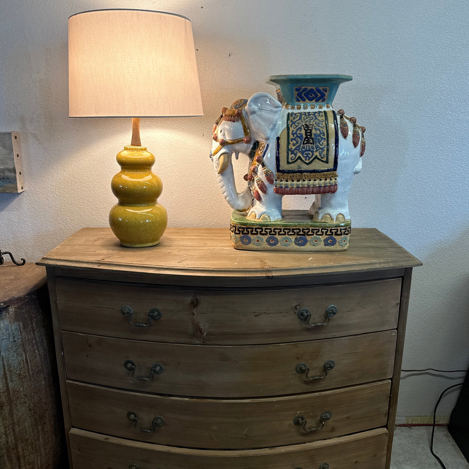 1970s Holly Wood Regency Style Ceramic Elephant Garden Stool - 2