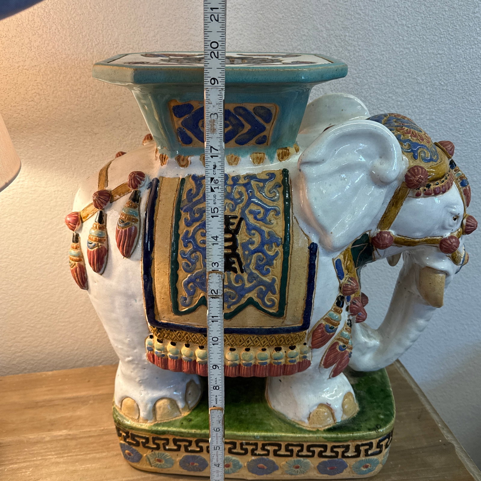 1970s Holly Wood Regency Style Ceramic Elephant Garden Stool - 8