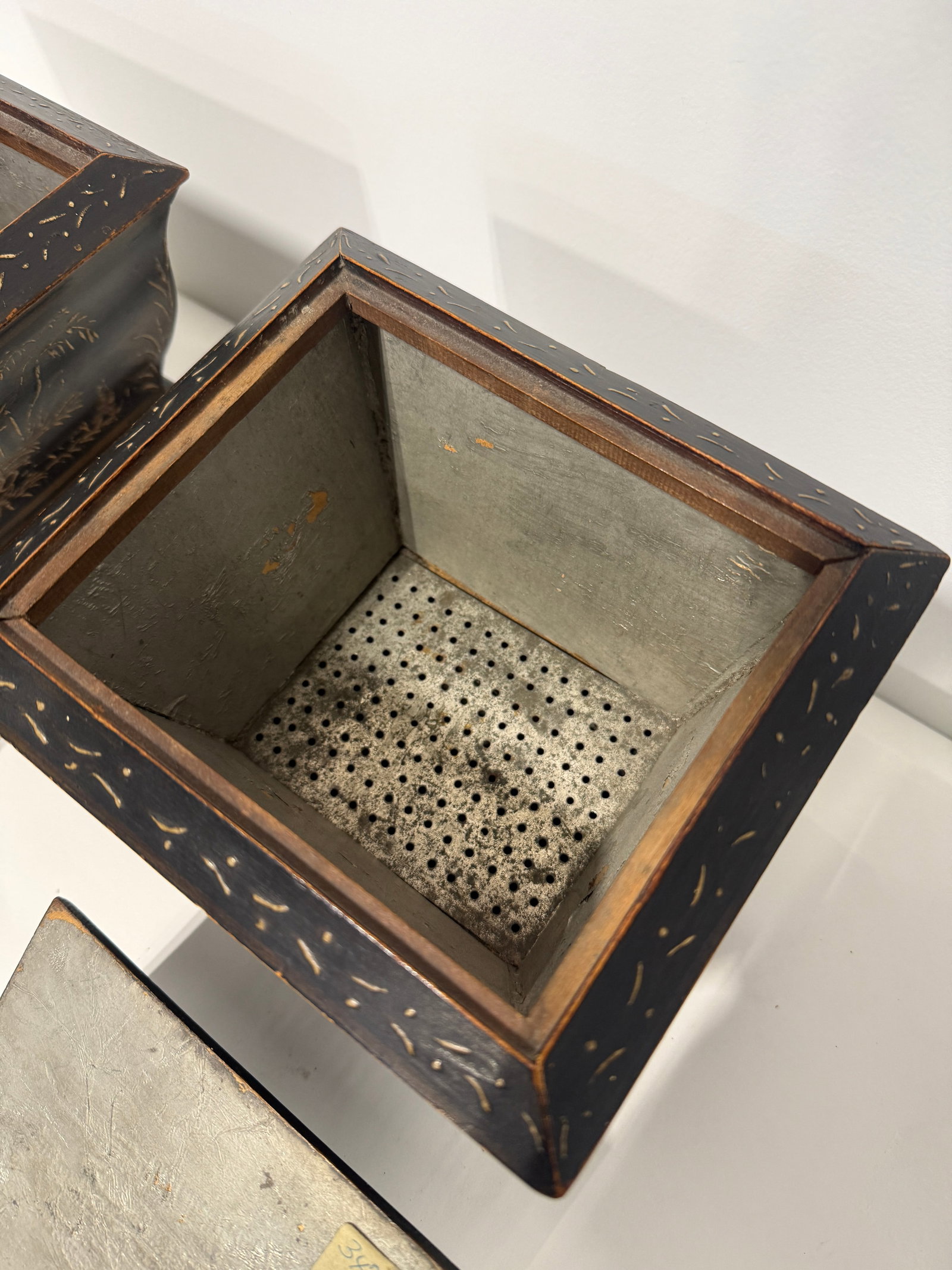 Pair, Japanned Chinoiserie Tea Caddies W/ Sifter Drawers, English C. 1830 - 2