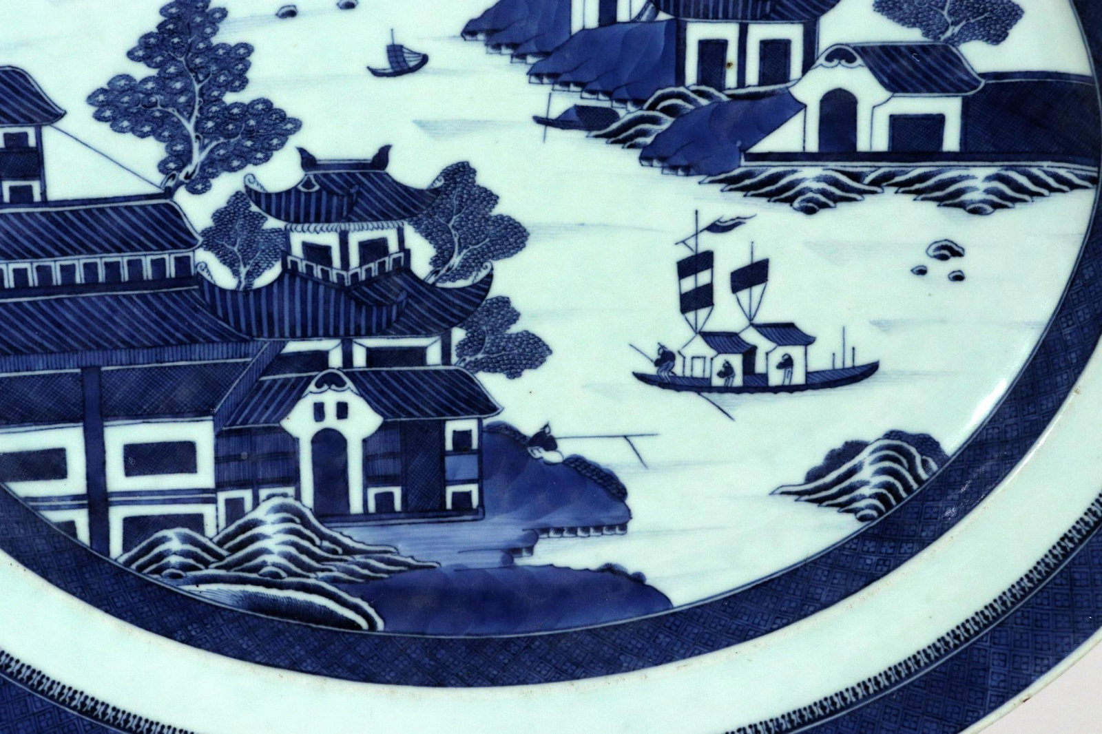Chinese Export Porcelain Canton Large Blue & White Serving Dish - 3