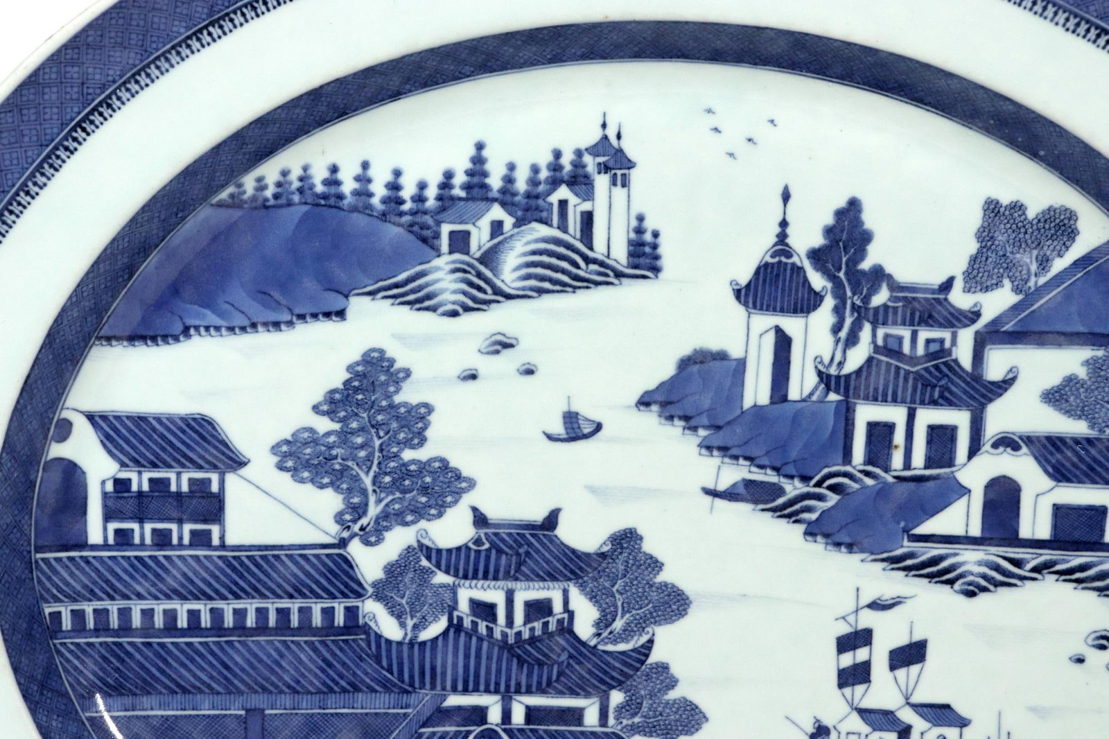 Chinese Export Porcelain Canton Large Blue & White Serving Dish - 4