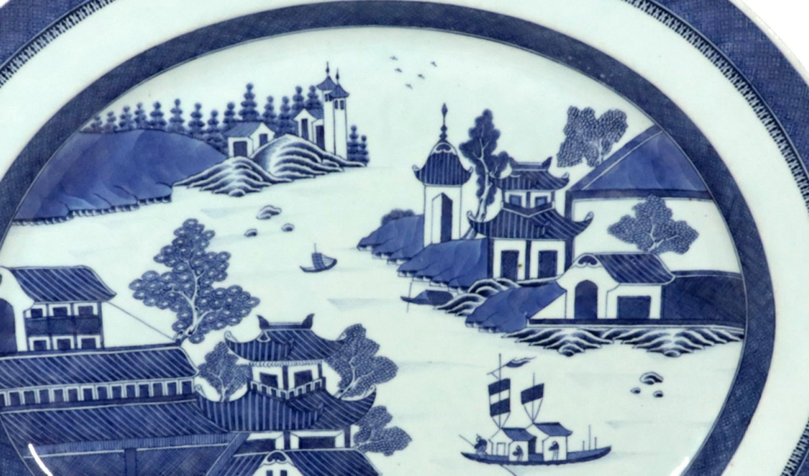 Chinese Export Porcelain Canton Large Blue & White Serving Dish - 7