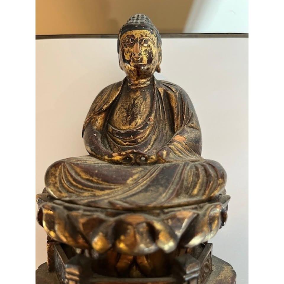 Antique Japanese Edo Giltwood Amida Buddha Statue Yosegi-Zukuri Carving 19th C - 2