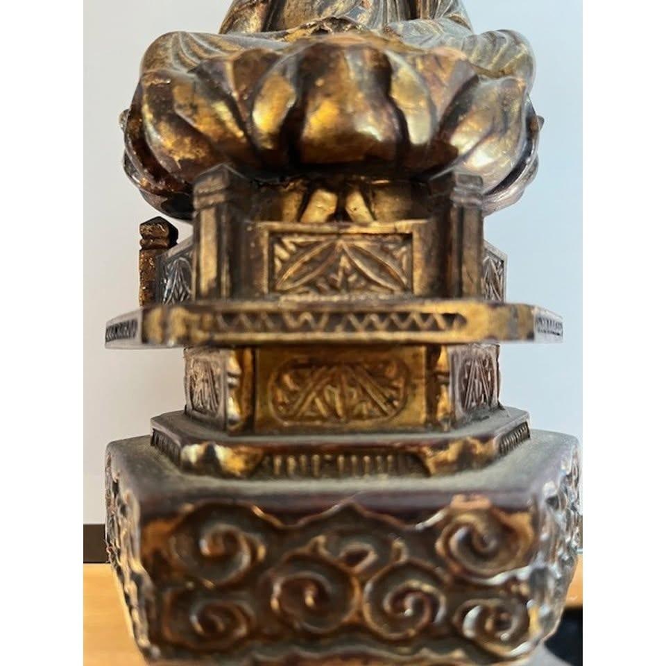 Antique Japanese Edo Giltwood Amida Buddha Statue Yosegi-Zukuri Carving 19th C - 4