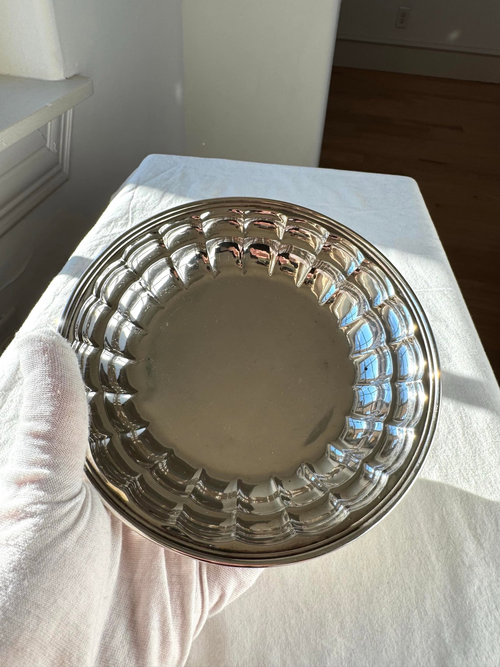 Vintage Sterling Silver Bowl With Fluted Rim, Marked 391 - 2